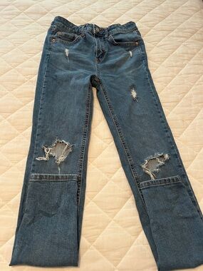 wild fable Distressed Dark Blue Straight Leg Jeans